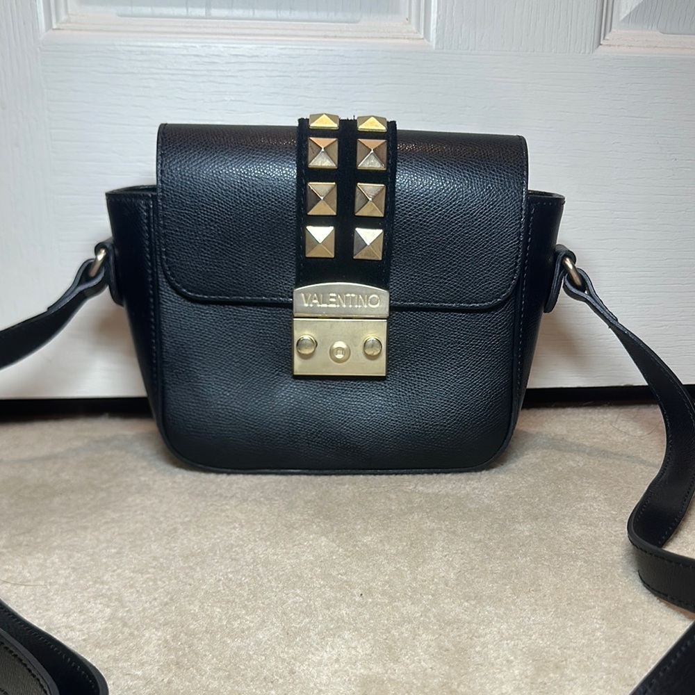 Valentino Black Leather Crossbody Bag